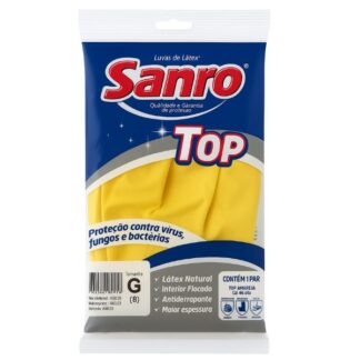 Luva de Borracha Sanro Top Grande Amarela