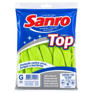 Luva de Borracha Sanro Top Grande Verde
