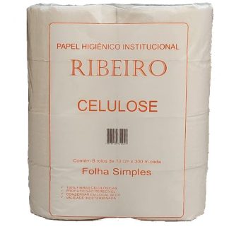 Papel Higiênico Rolão Folha Simples Ribeiro Celulose 8 x 300mt