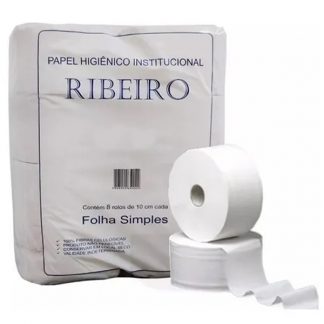 Papel Higiênico Rolão Folha Simples Ribeiro Profissional 8 x 600mt