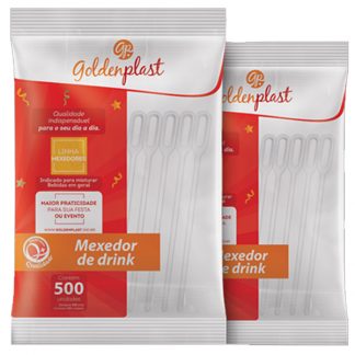 Mexedor Para Drink Cristal GoldenPlast 500Unid
