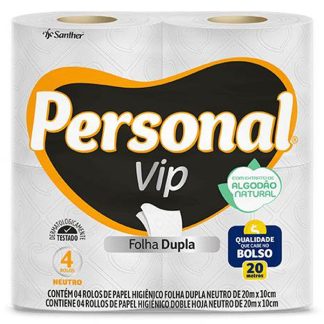 Papel Higiênico Folha Dupla Personal Vip 4Rolos 20mt
