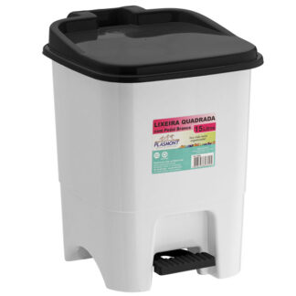 Lixeira Plástica C/ Pedal 15Lt Branca Plasmont