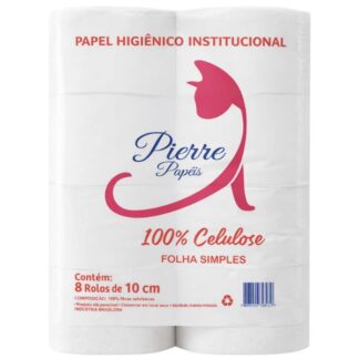 Papel Higiênico Rolão Folha Simples Pierre 100% Celulose 8 x 300mts