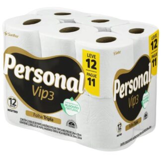 Papel Higiênico Folha Tripla Personal Vip3 12Rolos 20mt