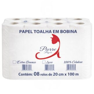 Papel Toalha Bobina 8 x 100mt  x  20cm Pierre
